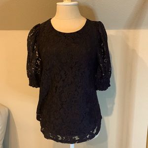 NWT- Ladies black lace top